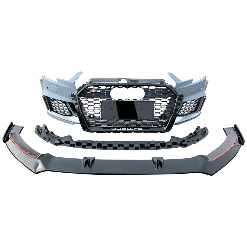 A3/S3 2017-2019 RS3 style front bumper conversion complete with grilles