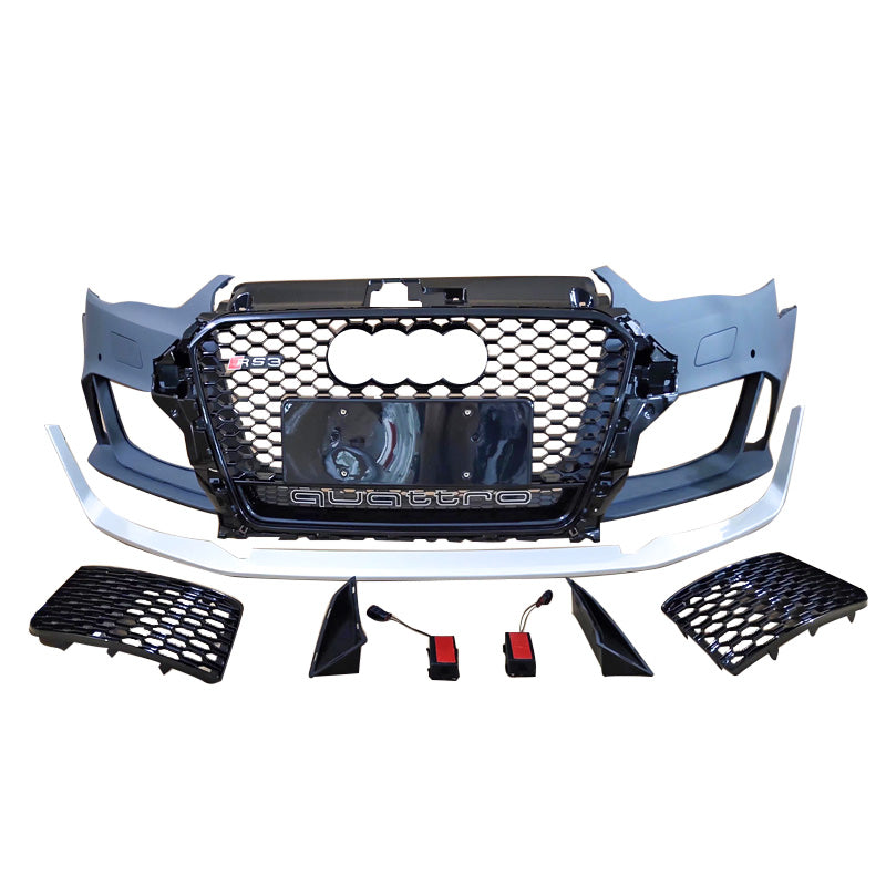 A3/S3 14-16 8V RS3 style front bumper kit with Grilles and lip