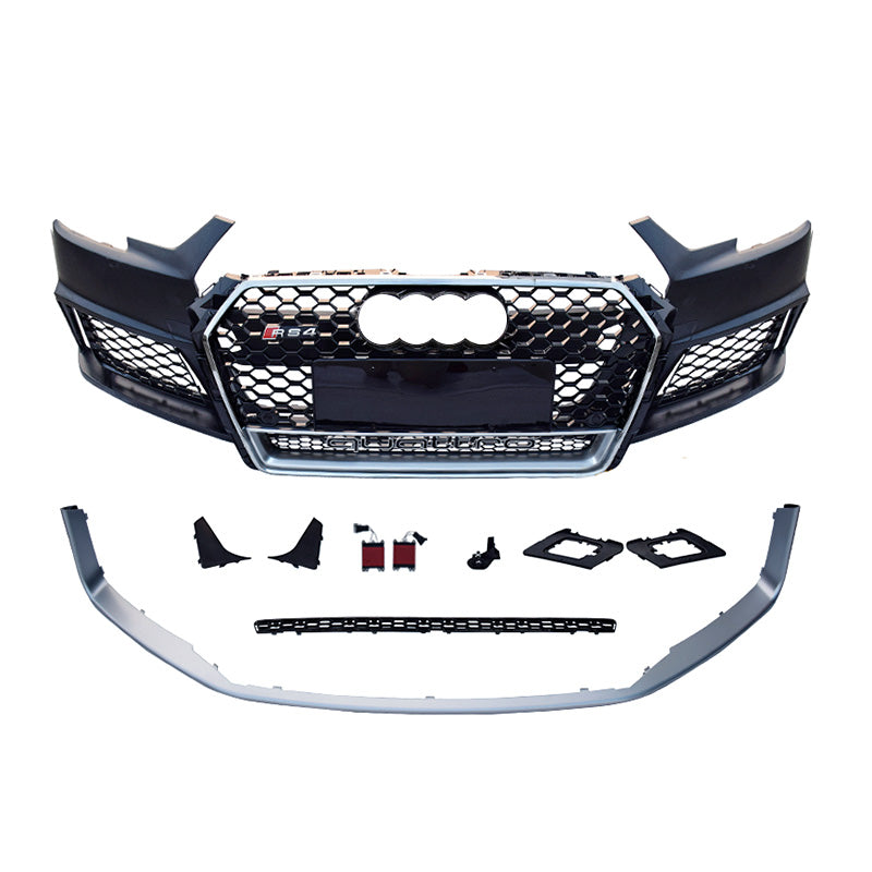 A4/S4 17-19 B9 RS4 style front bumper kit with Grilles