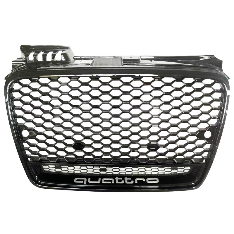 RS4 style grill for 2006-08 Audi A4 base Gloss grill with Quattro frame